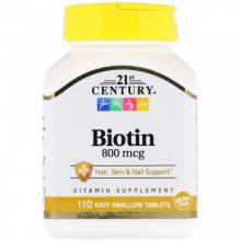 21st Century, Biotin, 800, 110 Easy Swallow Tablets